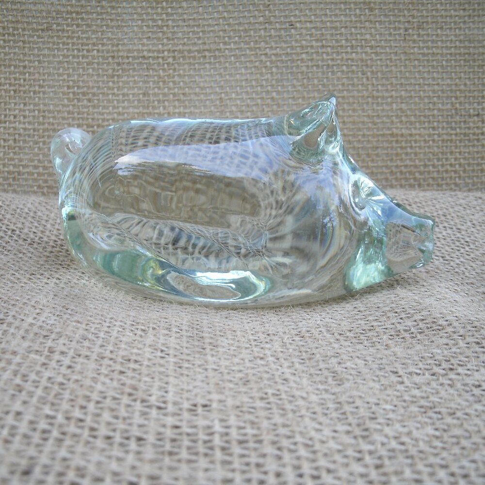 Vintage Handmade Art Glass Pig Figurine